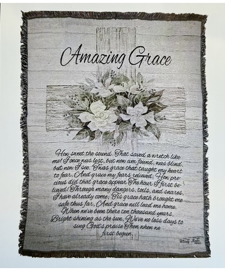 Amazing Grace Cross Throw Blanket