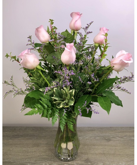 Six Premium Long Stemmed Pink Roses