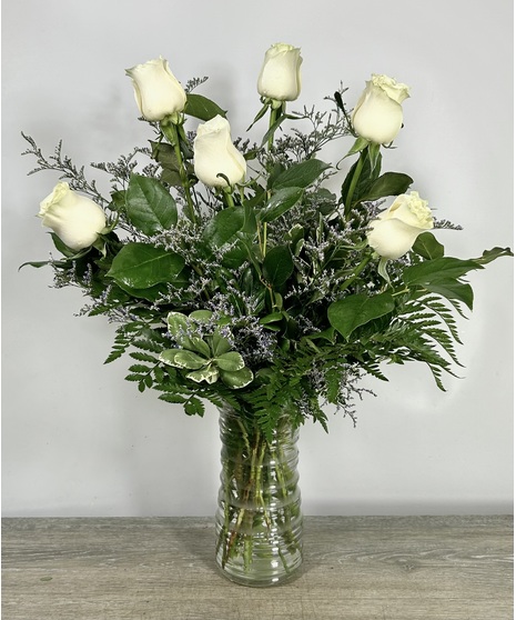 Six Premium Long Stemmed White Roses