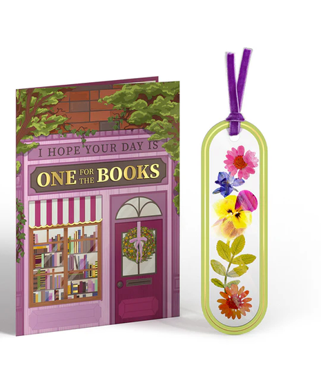One for the Books Petal Pressed Bookmark Card