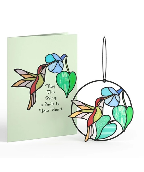 Smile to your Heart Hummingbird Suncatcher Card