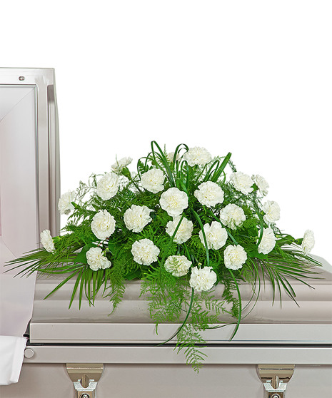 White Divinity Casket Spray