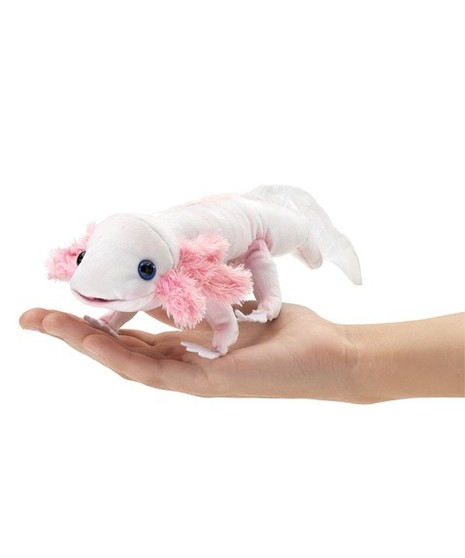 stuffed axolotl in white and pink