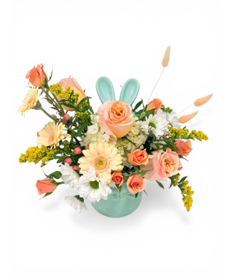 Spring Bunny Blooms - vase color varies