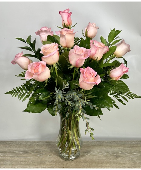 One Dozen Pink Roses