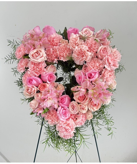 forever adored pink standing spray with open heart