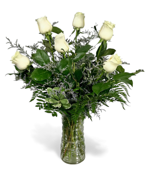 Six Premium Long Stemmed White Roses