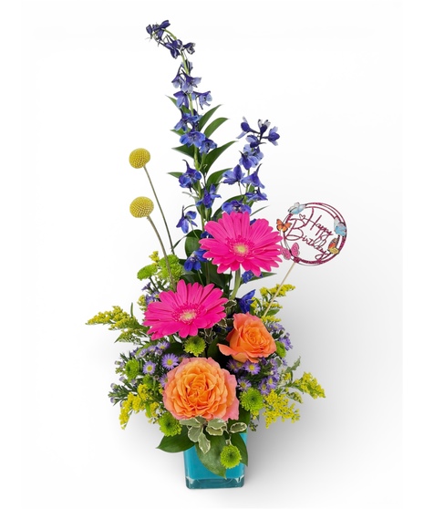 vibrant floral arrangement with a 