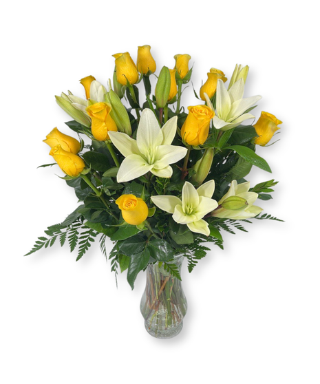 George's Premium Dozen Roses and Lilies - multiple colors available