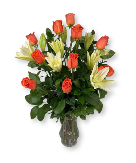 George's Premium Dozen Roses and Lilies - multiple colors available