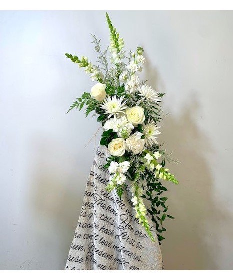 woven blanket with sympathy message and country road imagery